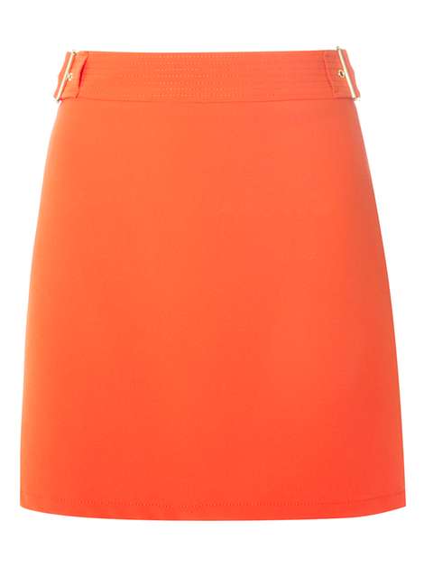 Red Topstitch A Line Skirt